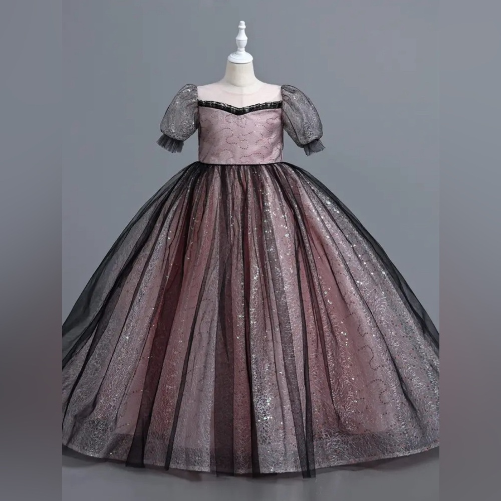 Sweetheart neck sequin ball gown for young girls